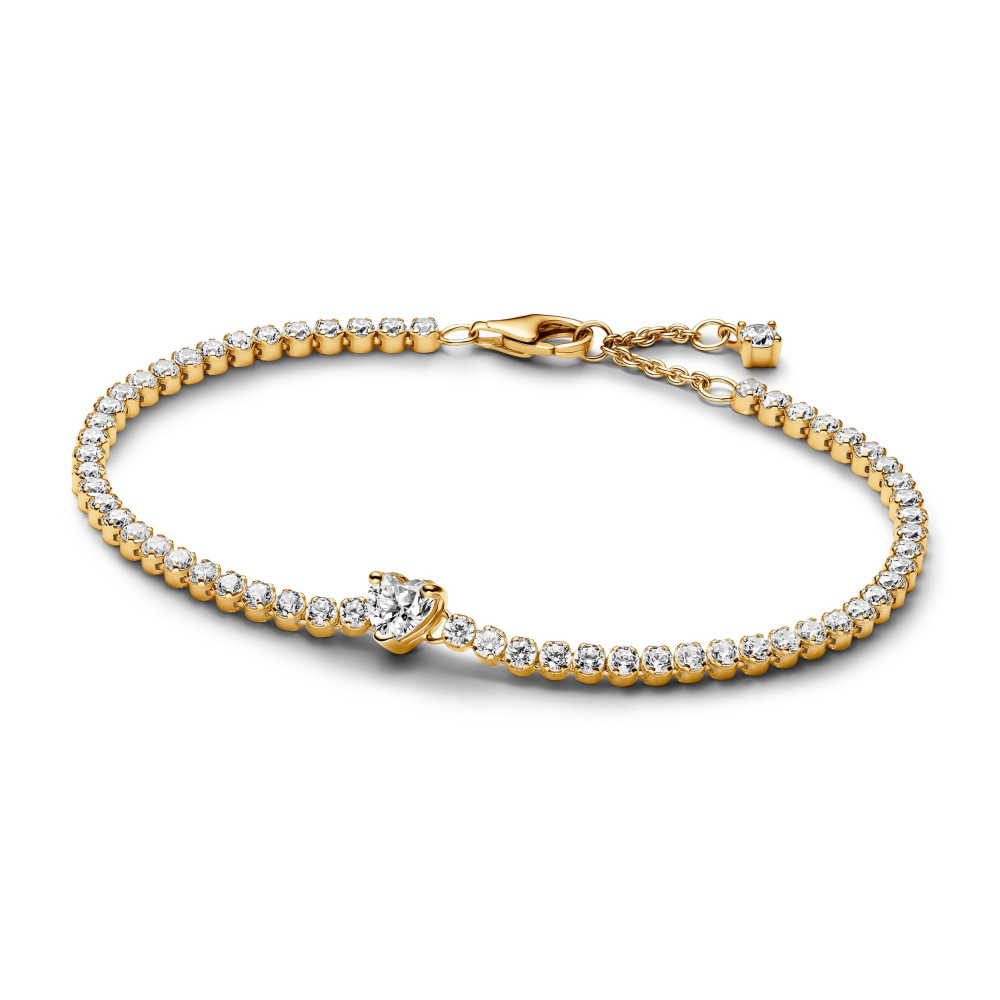Bracelet Pandora, Tennis Coeur Scintillant , en métal doré or jaune 585/1000 560041C01