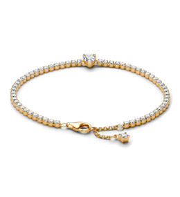 Bracelet Pandora, Tennis Coeur Scintillant , en métal doré or jaune 585/1000 560041C01