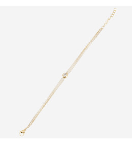 Le Bracelet Simple en acier PVD jaune et oxyde de zirconium, ZAG bijoux, SBS24291-01WHT