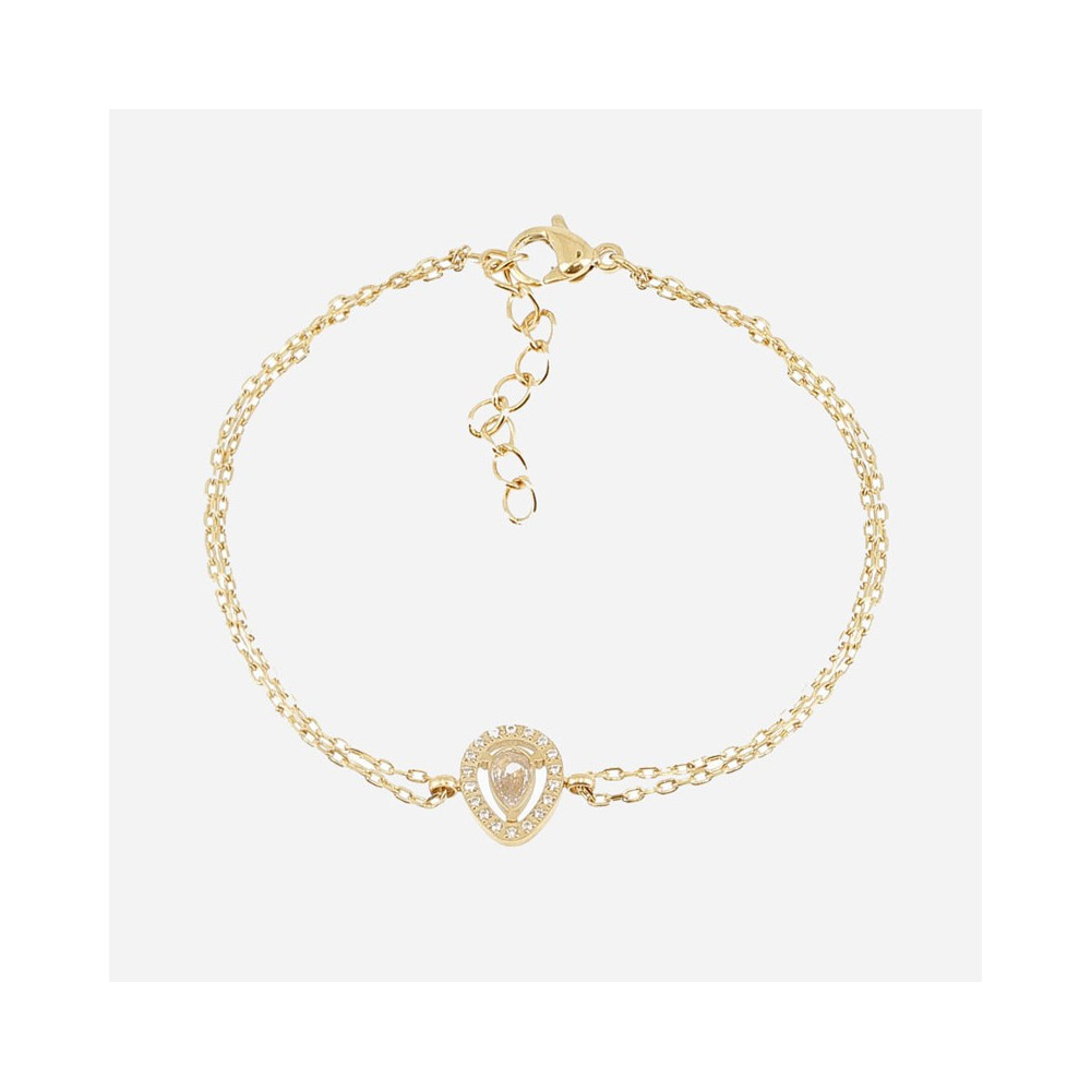 Bracelet Simple en acier PVD jaune et oxyde de zirconium, ZAG bijoux, SBS24447-01WHT