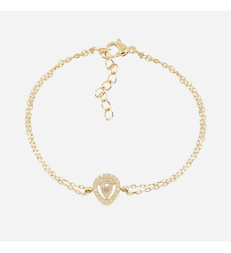 Bracelet Simple en acier PVD jaune et oxyde de zirconium, ZAG bijoux, SBS24447-01WHT