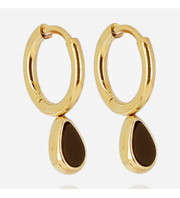 Boucles d'oreilles infini en acier PVD jaune et oxydes de zirconium, ZAG bijoux, SEC22295-01BLK