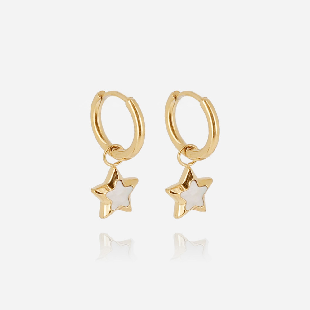 Boucles d'oreilles Polaris en acier PVD jaune et nacre, ZAG bijoux, SEC24281-01SEL