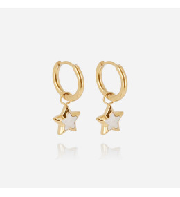 Boucles d'oreilles Polaris en acier PVD jaune et nacre, ZAG bijoux, SEC24281-01SEL
