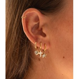 Les Boucles d'oreilles Polaris en acier PVD jaune et nacre, ZAG bijoux, SEC24281-01SEL