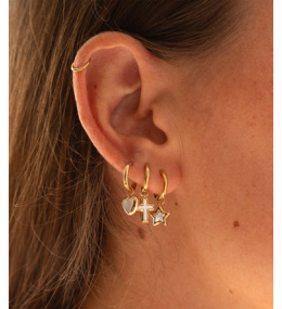 Les Boucles d'oreilles Polaris en acier PVD jaune et nacre, ZAG bijoux, SEC24281-01SEL