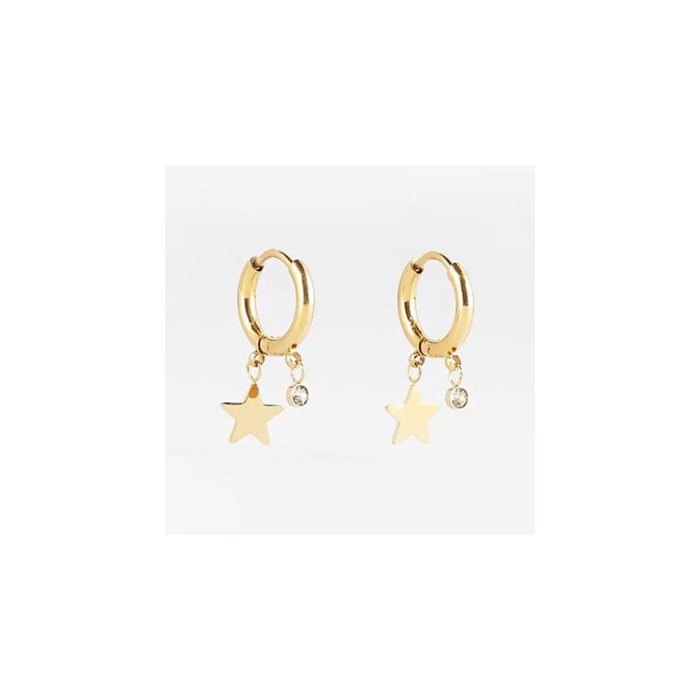 Boucles d'oreilles Cintra en acier PVD jaune et cristaux, ZAG bijoux, SEC9453-01WHT Boucles d'oreilles Cintra en acier PVD jaune et cristaux, ZAG bijoux, SEC9453-01WHT