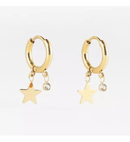 Boucles d'oreilles Cintra en acier PVD jaune et cristaux, ZAG bijoux, SEC9453-01WHT