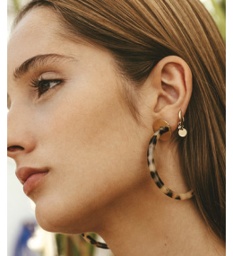 Les Boucles d'oreilles Béa en acier PVD jaune et cristaux, ZAG bijoux, SEC9454-01WHT