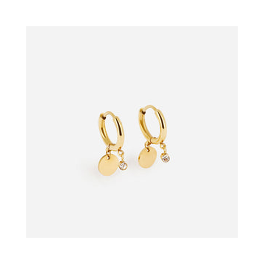 Boucles d'oreilles Béa en acier PVD jaune et cristaux, ZAG bijoux, SEC9454-01WHT Boucles d'oreilles Béa en acier PVD jaune et cristaux, ZAG bijoux, SEC9454-01WHT