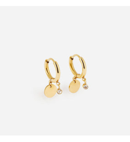 Boucles d'oreilles Béa en acier PVD jaune et cristaux, ZAG bijoux, SEC9454-01WHT
