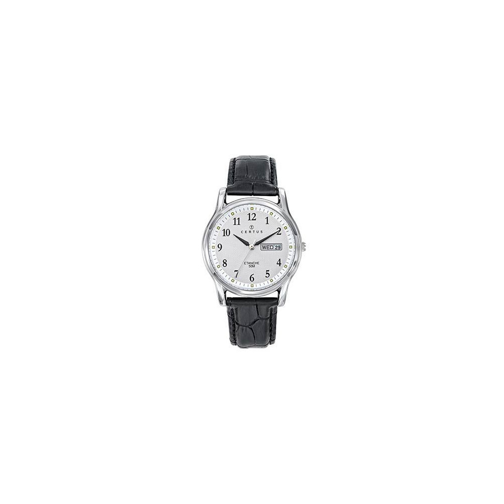 Montre Homme CERTUS, Analogique Aiguilles, et cuir noir 611193 Montre Homme CERTUS, Analogique Aiguilles, et cuir noir 611193