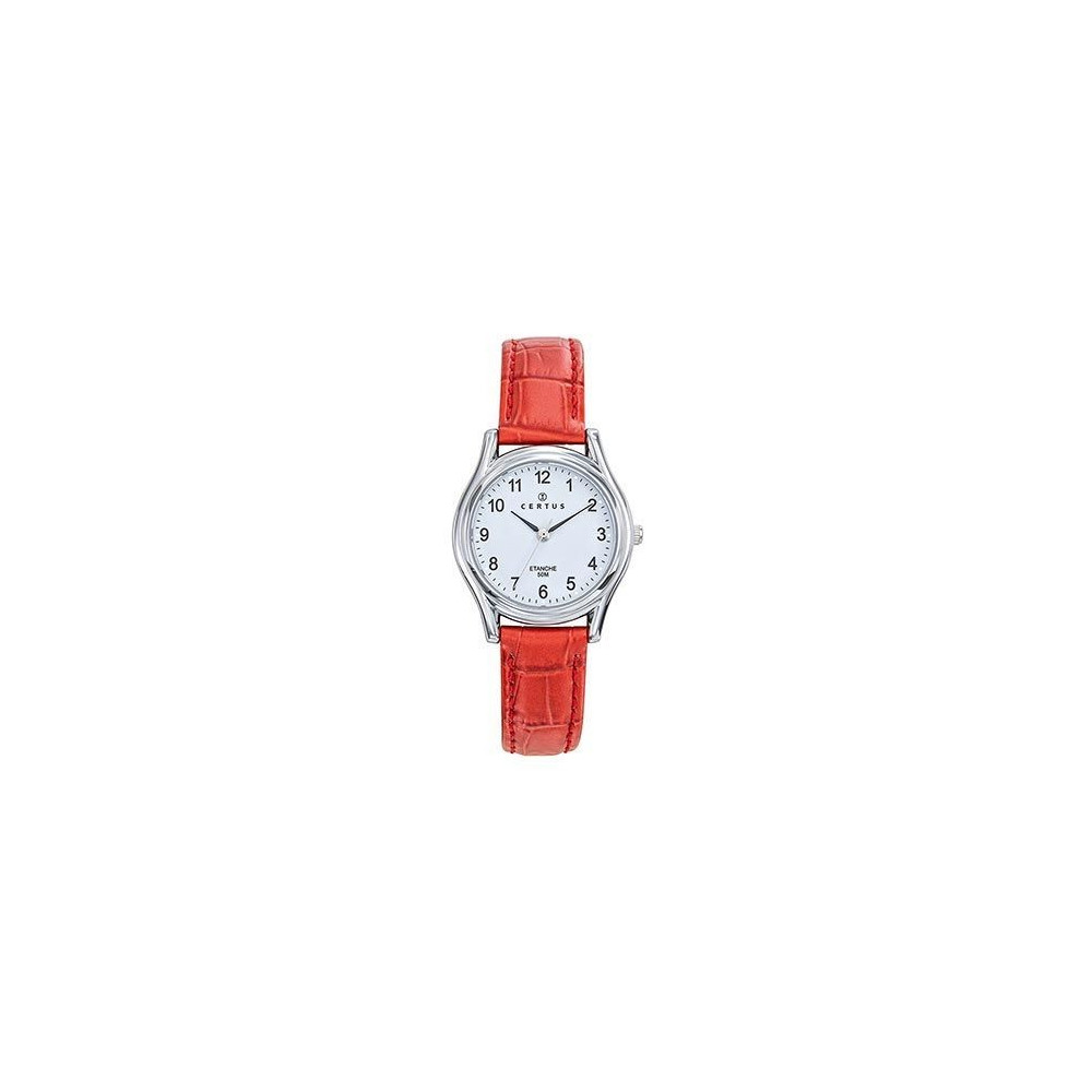 Montre Femme CERTUS Analogique Aiguilles, cuir rouge 644558 Montre Femme CERTUS Analogique Aiguilles, cuir rouge 644558