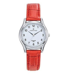 Montre Femme CERTUS Analogique Aiguilles, cuir rouge 644558