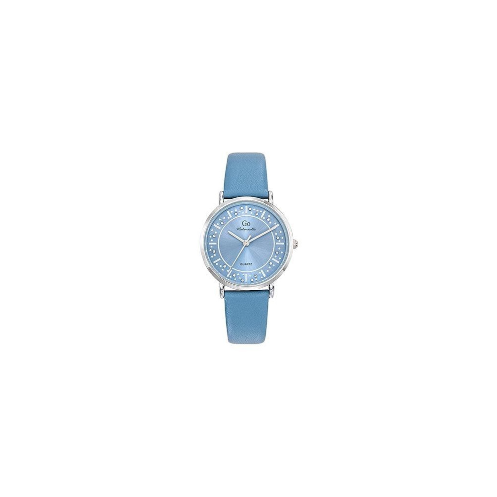 Montre Femme GO Analogique Aiguilles, cuir bleu, éclat d'étoiles, 699587