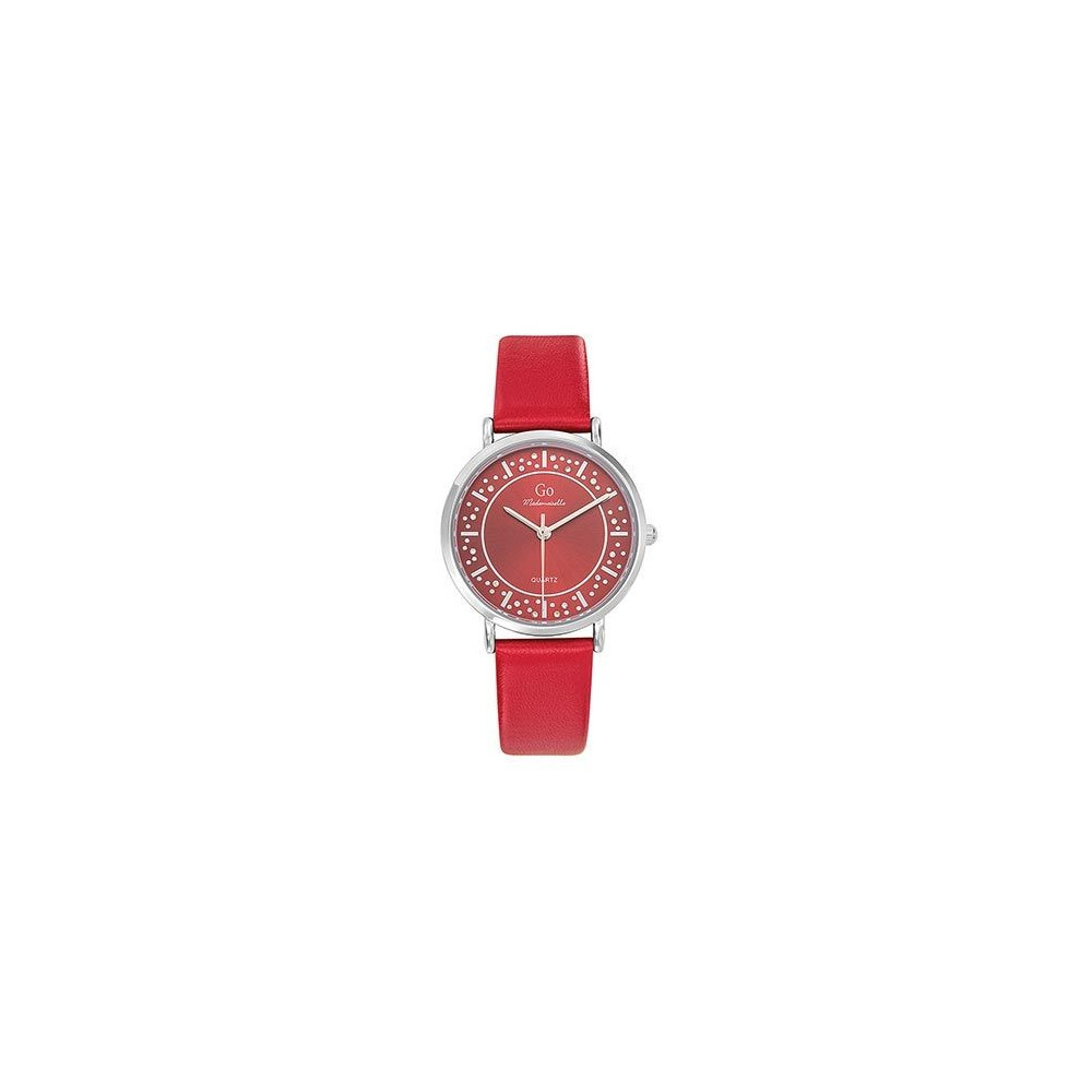 Montre Femme GO Analogique Aiguilles, cuir rouge, éclat d'étoiles, 699592