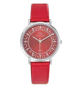 Montre Femme GO Analogique Aiguilles, cuir rouge, éclat d'étoiles, 699592