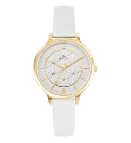 Montre Femme GO Analogique Aiguilles, cuir blanc, fleurs, 699597
