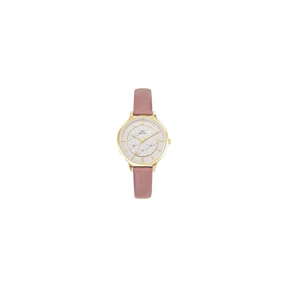 Montre Femme GO Analogique Aiguilles, cuir rose, fleurs, 699598