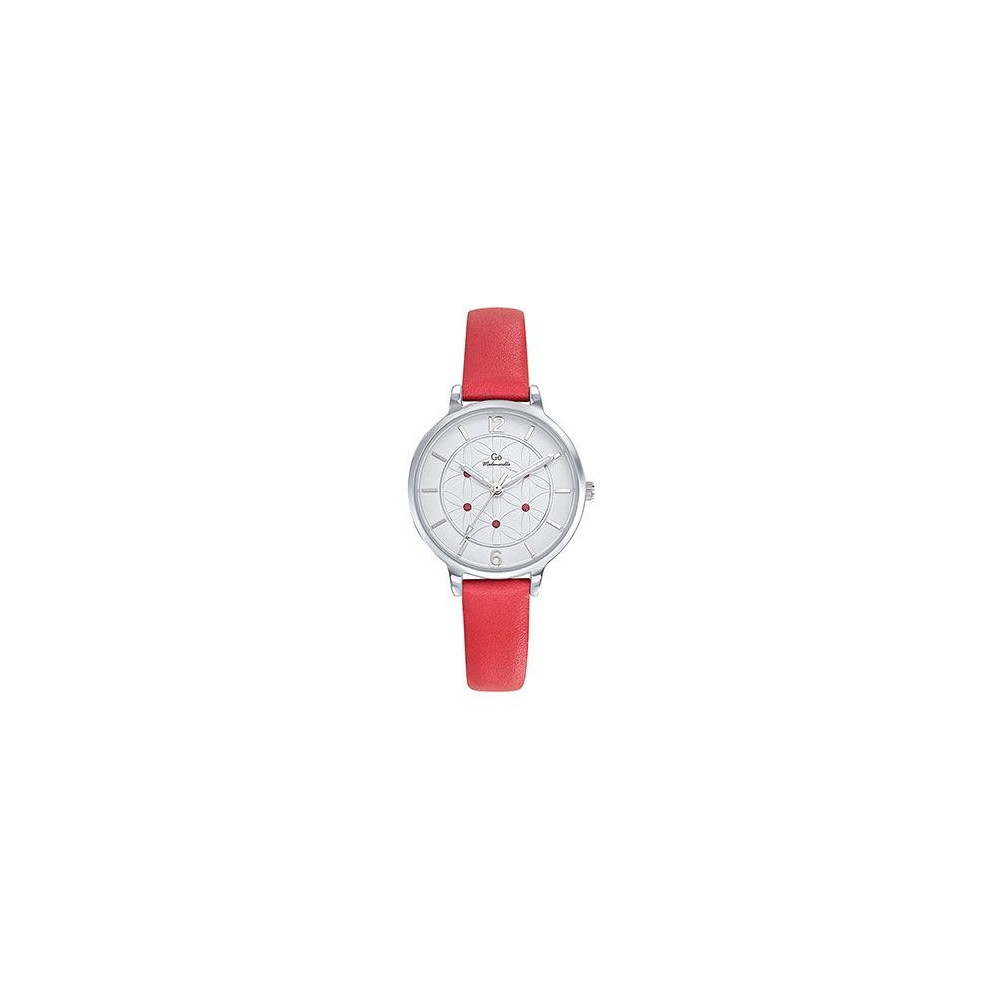 Montre Femme GO Analogique Aiguilles, cuir rouge, fleurs, 699607