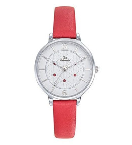 Montre Femme GO Analogique Aiguilles, cuir rouge, fleurs, 699607