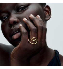 La Bague Pandora Essence, coeur organique en métal doré or jaune 585/1000, 163288C00