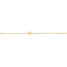 Le Bracelet femme acier doré jaune, chaîne forçat, et cristaux turquoises by Stauffer.