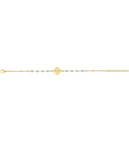 Le Bracelet femme acier doré jaune, chaîne forçat, et cristaux turquoises by Stauffer.
