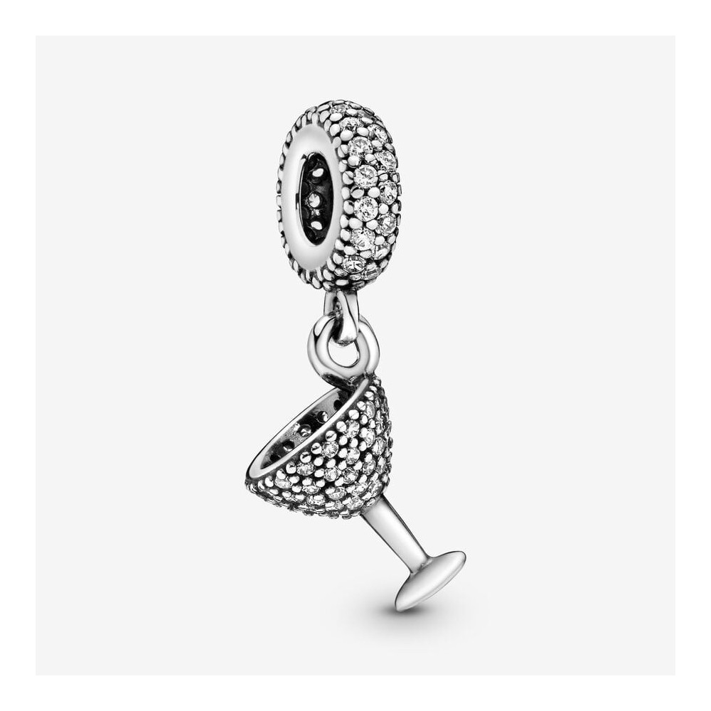 Charm pendentif Pandora moments, verre à cocktail pavé en argent 925/1000, 791535CZ
