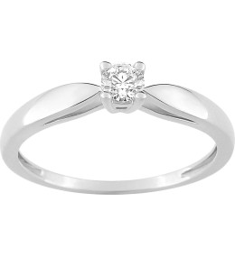Bague or gris 375/1000, diamant 0,15 carat taille brillant by Stauffer