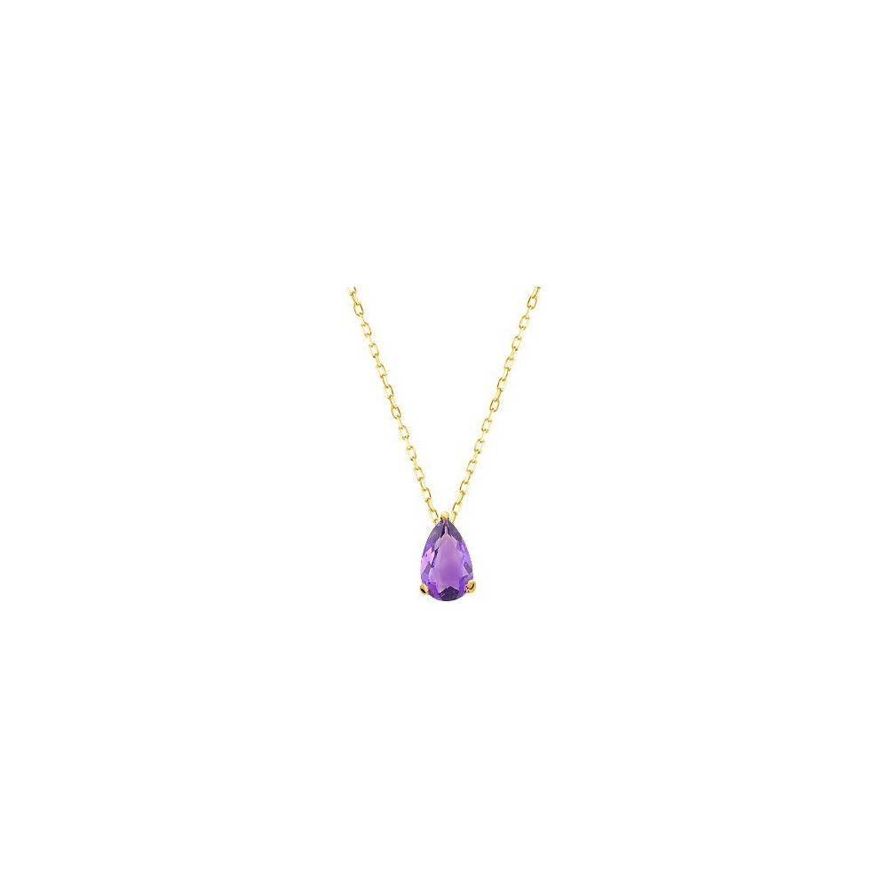 Collier or jaune 375/1000, améthyste taille poire by Stauffer