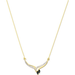 Collier or bicolore 375/1000, saphirs bleus taille navette by Stauffer