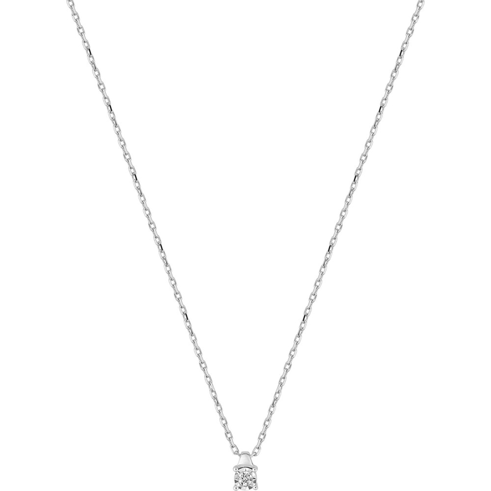 Collier or gris 375/1000, diamant pastillé de 0,02 carat taille brillant by Stauffer