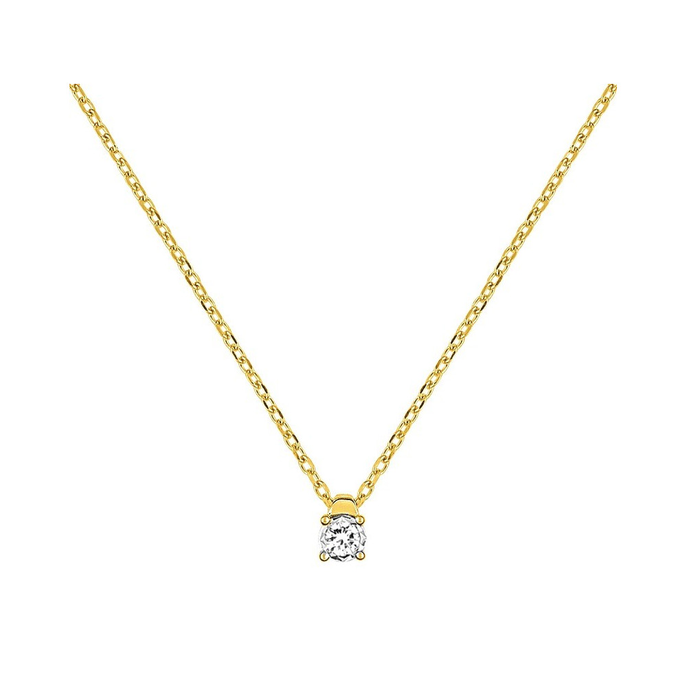 Collier or jaune 375/1000, diamant de 0,06 carat taille brillant by Stauffer