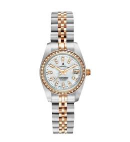 La Montre femme Jacques du Manoir, Inspiration 26mm, 3 aiguilles et date, acier bicolore, NROP.24
