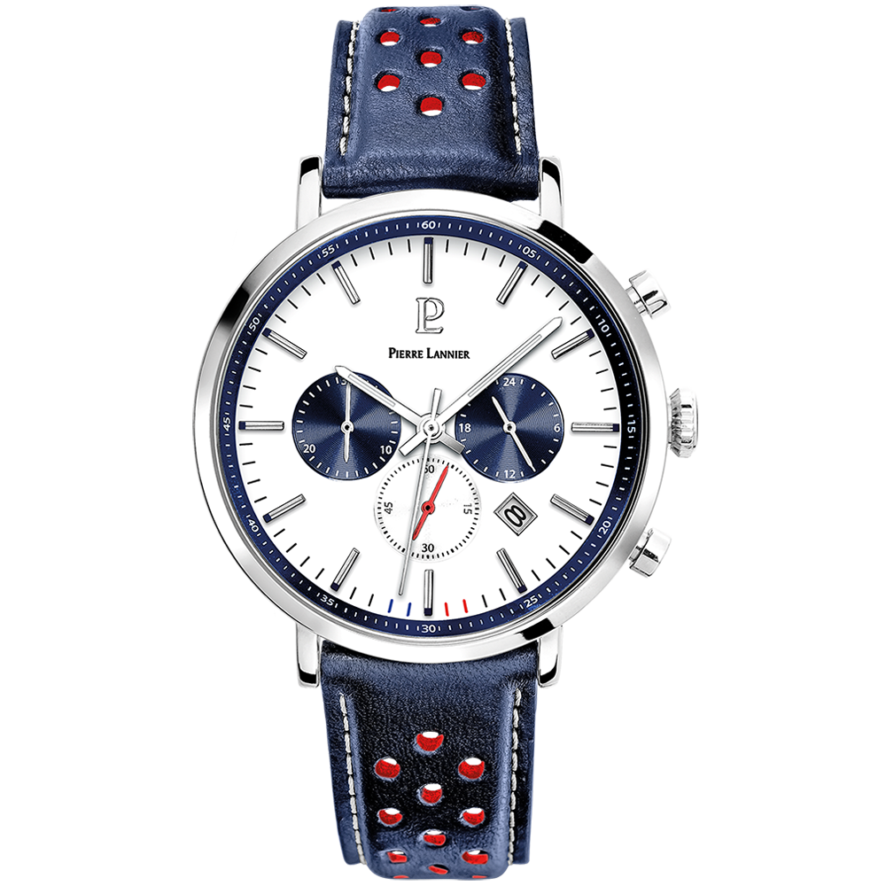 La Montre Homme Pierre Lannier BARON, chrongraphe, cuir 219G106