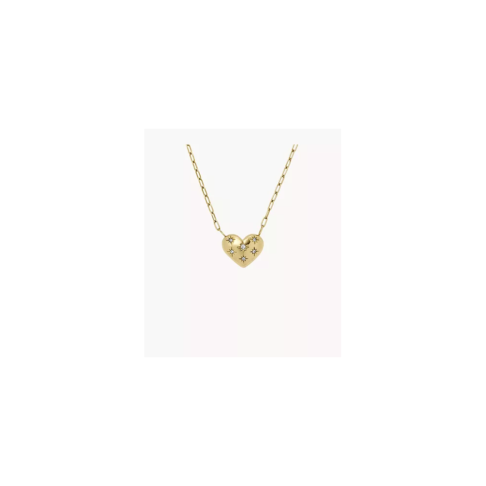 Le Collier Femme FOSSIL, pendentif cœur Sadie All My Love en acier inoxydable, doré, JF04856710