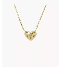 Le Collier Femme FOSSIL, pendentif cœur Sadie All My Love en acier inoxydable, doré, JF04856710
