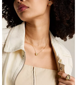 Le Collier Femme FOSSIL, pendentif cœur Sadie All My Love en acier inoxydable, doré, JF04856710