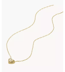 Le Collier Femme FOSSIL, pendentif cœur Sadie All My Love en acier inoxydable, doré, JF04856710