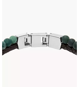 Le Bracelet Homme FOSSIL, multirang en agate mousse et cuir, marron, JF04854040