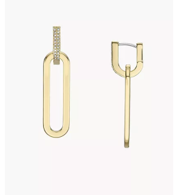 Les Boucles d'oreilles pendantes Femme FOSSIL, Heritage D-Link en acier inoxydable, doré brillant, JF04587710