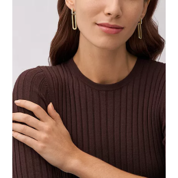 Les Boucles d'oreilles pendantes Femme FOSSIL, Heritage D-Link en acier inoxydable, doré brillant, JF04587710
