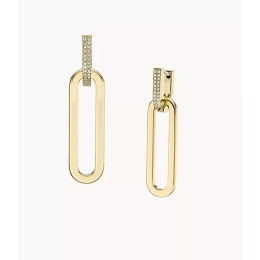 Les Boucles d'oreilles pendantes Femme FOSSIL, Heritage D-Link en acier inoxydable, doré brillant, JF04587710