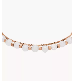 Le Bracelet Femme FOSSIL, All stacked up, en acier doré rose et quartz rose, JF04444791