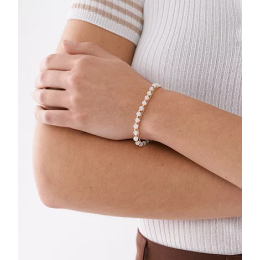 Le Bracelet Femme FOSSIL, All stacked up, en acier doré rose et quartz rose, JF04444791