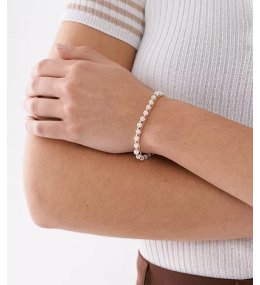 Le Bracelet Femme FOSSIL, All stacked up, en acier doré rose et quartz rose, JF04444791