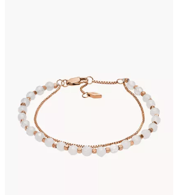 Le Bracelet Femme FOSSIL, All stacked up, en acier doré rose et quartz rose, JF04444791