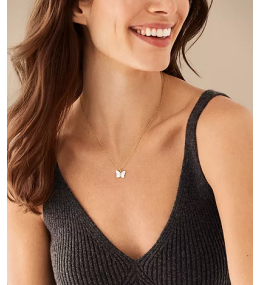 Le Collier Femme FOSSIL, papillon Sutton Radiant Wings en nacre, blanc, JF04424710