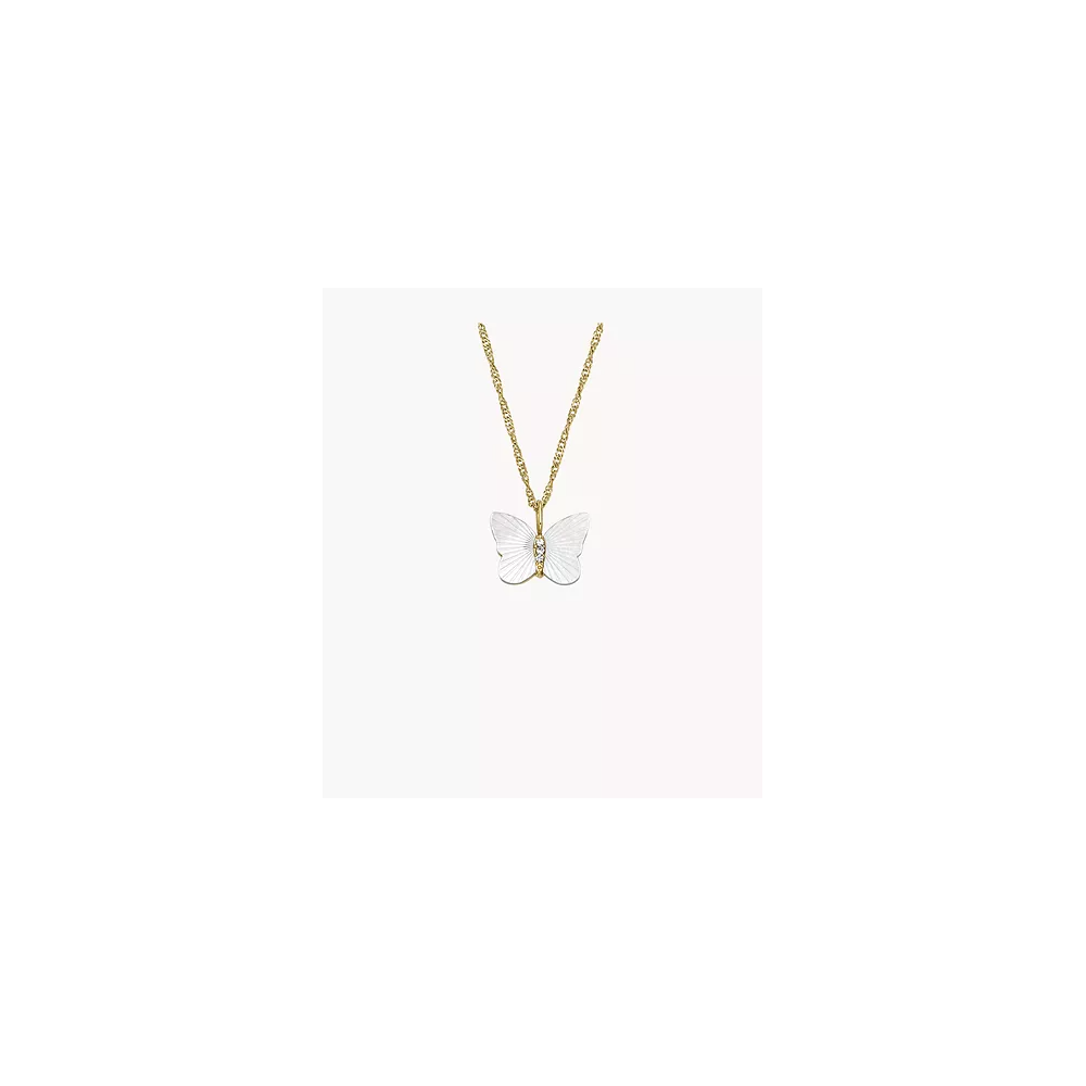 Le Collier Femme FOSSIL, papillon Sutton Radiant Wings en nacre, blanc, JF04424710 Le Collier Femme FOSSIL, papillon Sutton Radiant Wings en nacre, blanc, JF04424710
